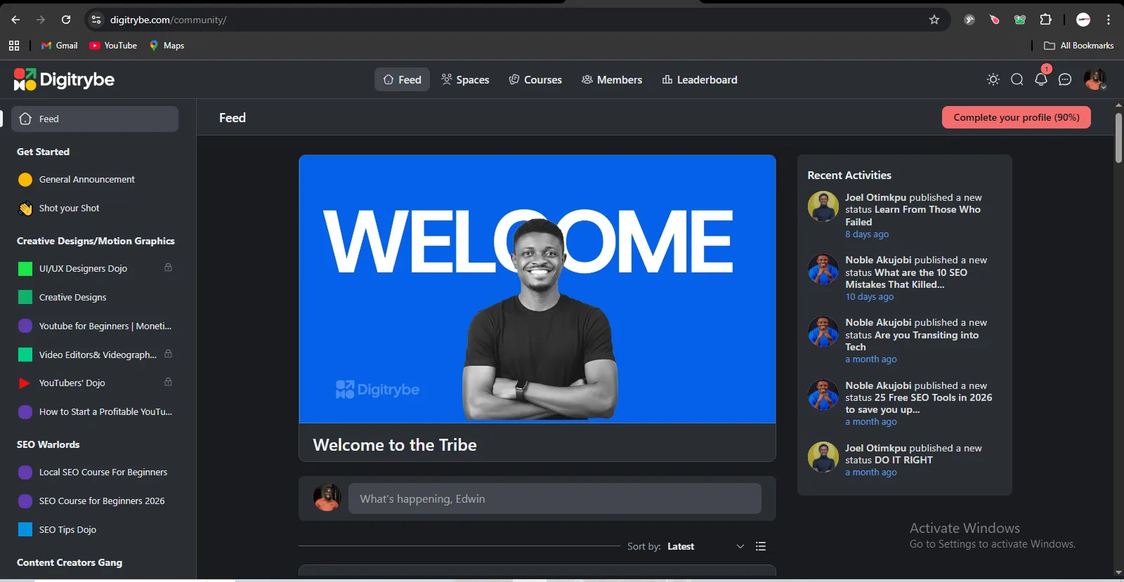 Digitrybe community platform homepage